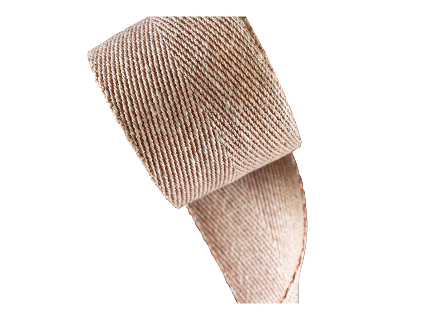 Linane sadulavöö Natur Lin/Oranz puuvill 50mm, 25m/rle Linane sadulavöö Natur Lin/Oranz puuvill 50mm, 25m/rle